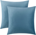 Moloudan Velvet Throw Pillow Covers,Decorative Square Pillowcase,Soft Solid Cushion Covers for Sofa Couch Living Room Bedroom(Light Blue,18*18 Inches,Pack of 2) Home & Garden > Decor > Chair & Sofa Cushions Moloudan Light Blue 18*18 