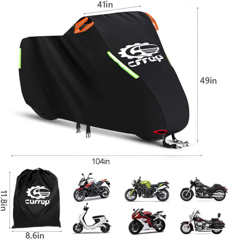Upgraded XXL Motorcycle Cover Waterproof Outdoor - Thicker and Tear Proof Scooter Cover Against Dust Rain UV - Compatible with 104'' Harley Davison, Honda, Yamaha (XXL) Vehicles & Parts > Vehicle Parts & Accessories > Vehicle Maintenance, Care & Decor > Vehicle Covers > Vehicle Storage Covers > Motorcycle Storage Covers Helen Butler   