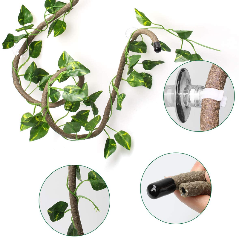 Coolrunner 8FT Reptile Vines and Flexible Reptile Leaves with Suction Cups Jungle Climber Long Vines Habitat Decor for Climbing, Chameleon, Lizards, Gecko Animals & Pet Supplies > Pet Supplies > Reptile & Amphibian Supplies Coolrunner   