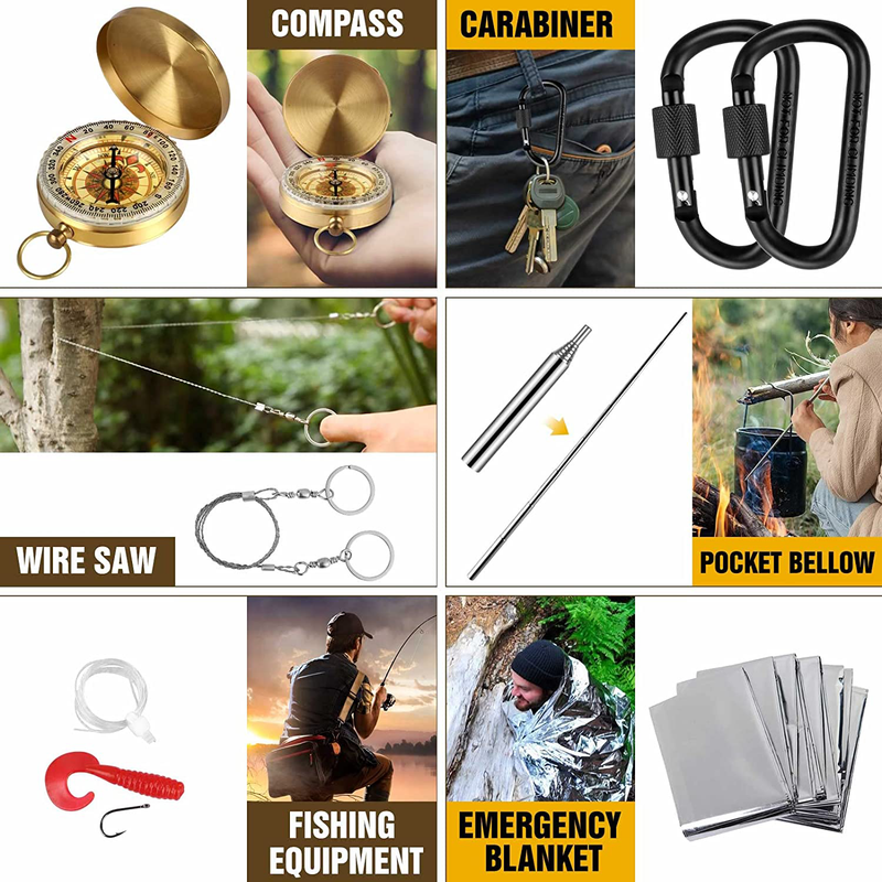 Gifts for Men Dad Husband Christmas Fathers Day, Survival Kit Tools 14 in 1 Camping Accessories Gear, EDC Survival Gear and Equipment for Hiking, Stocking Stuffers Birthday Gifts for Him Boyfriend