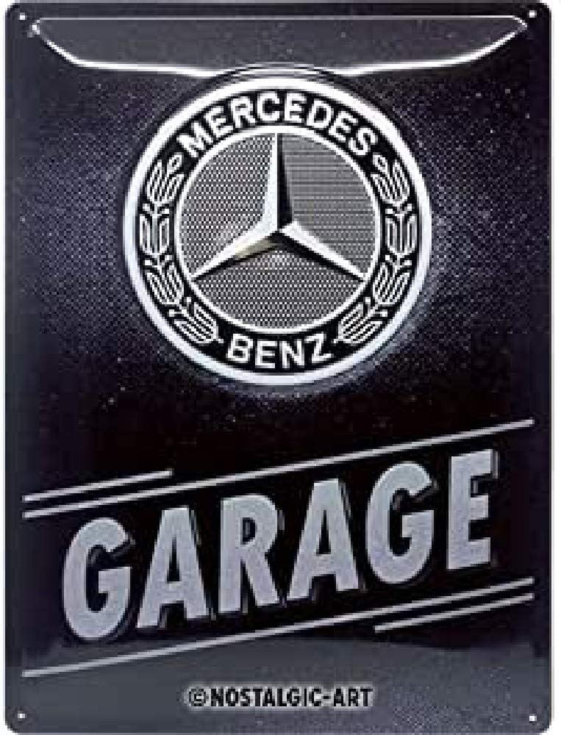 Nostalgic-Art Retro Tin Sign, Mercedes-Benz – Garage – Gift idea for car accessoires Fans, Metal Plaque, Vintage Design for Decoration, 11.8" x 15.7" Home & Garden > Decor > Artwork > Sculptures & Statues Nostalgic-Art Default Title  