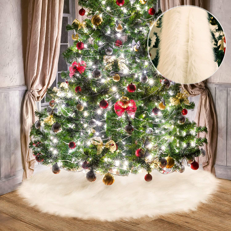 Tatuo White Faux Fur Christmas Tree Skirt Snow Tree Skirts for Christmas Holiday Decorations (80 cm) Home & Garden > Decor > Seasonal & Holiday Decorations > Christmas Tree Skirts Tatuo 80 cm  