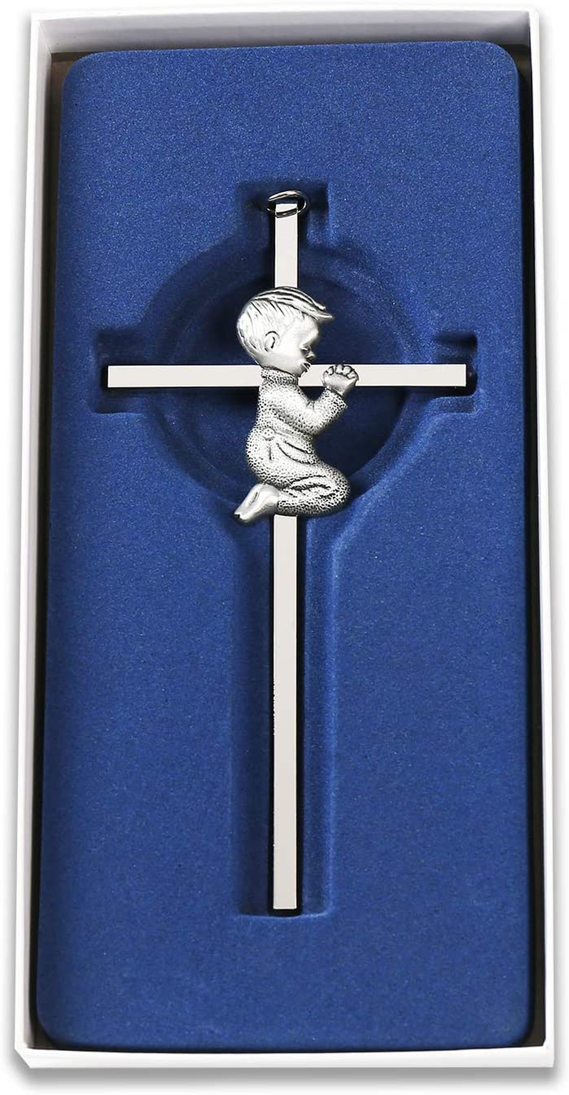 Silver Boy Wall Cross, Blessing Baby Plaque Wall Decor, for First Holy Communion, Baptism Cross for Boy, Birthday, Baby Shower, Christening(Boy) Home & Garden > Decor > Seasonal & Holiday Decorations TRULIVA Boy  
