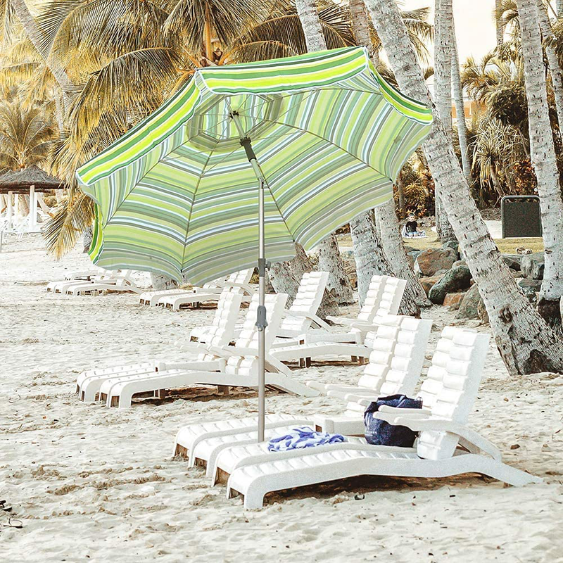 SNAIL Beach Umbrella 7FT Outdoor Sunshade Umbrella with Integrated Sand Anchor & Tilt Aluminum Pole Portable Sun Protection Wind Resistant Umbrella with Air Vent and Carrying Bag for Sand, Yellow