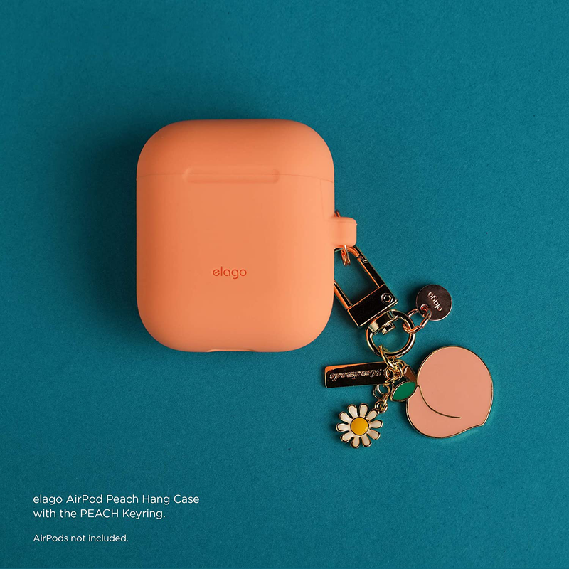 elago AirPods Keyring [PEACH] - Charm for AirPods, Handbag, Tote, Purse, Backpack, Bag, Car Key, Durable Keychain, Sturdy material, Cute Accessories for Women  elago   