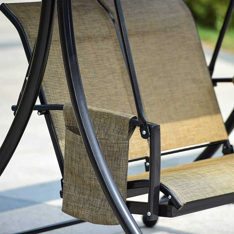 PURPLE LEAF 2-Seat Deluxe Outdoor Patio Porch Swing with Weather Resistant Steel Frame, Adjustable Tilt Canopy, Beige Home & Garden > Lawn & Garden > Outdoor Living > Porch Swings PURPLE LEAF   
