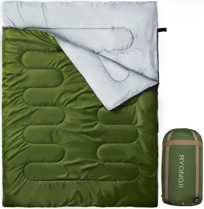 RYONGII Sleeping Bags 32℉ for Adults Teens - 4 Seasons Portable Compressionlightweight Waterproof Youth for Indoor & Outdoor, Waterproof, Backpacking and Outdoors Hiking Sporting Goods > Outdoor Recreation > Camping & Hiking > Sleeping Bags RYONGII Army Green / Double SP  