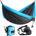 HONEST OUTFITTERS Double Camping Hammock with Hammock Tree Straps,Portable Parachute Nylon Hammock for Backpacking Travel Home & Garden > Lawn & Garden > Outdoor Living > Hammocks HONEST OUTFITTERS Do Grey/Blue 78"W x 118"L 