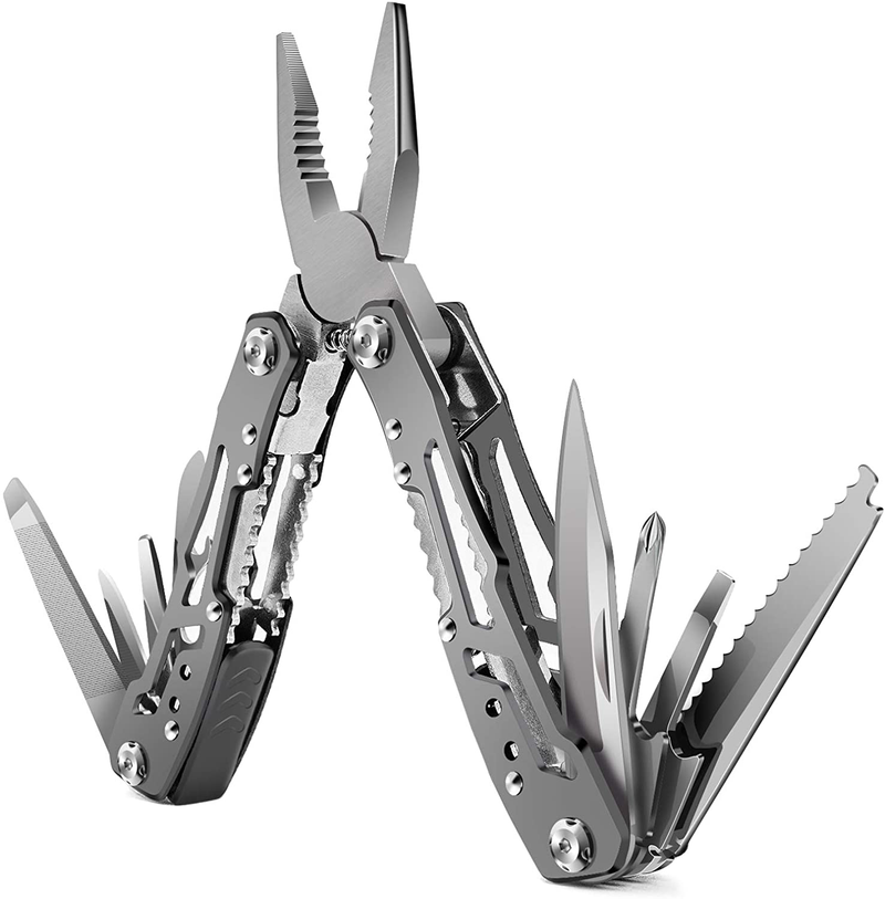 Pliers Multitool Knife (Black)，Pocket Tool for Outdoor Camping Hiking ,Foldable and Self-Locking，Hunting Accessories for Men Sporting Goods > Outdoor Recreation > Camping & Hiking > Camping Tools OU.UOMI silver  