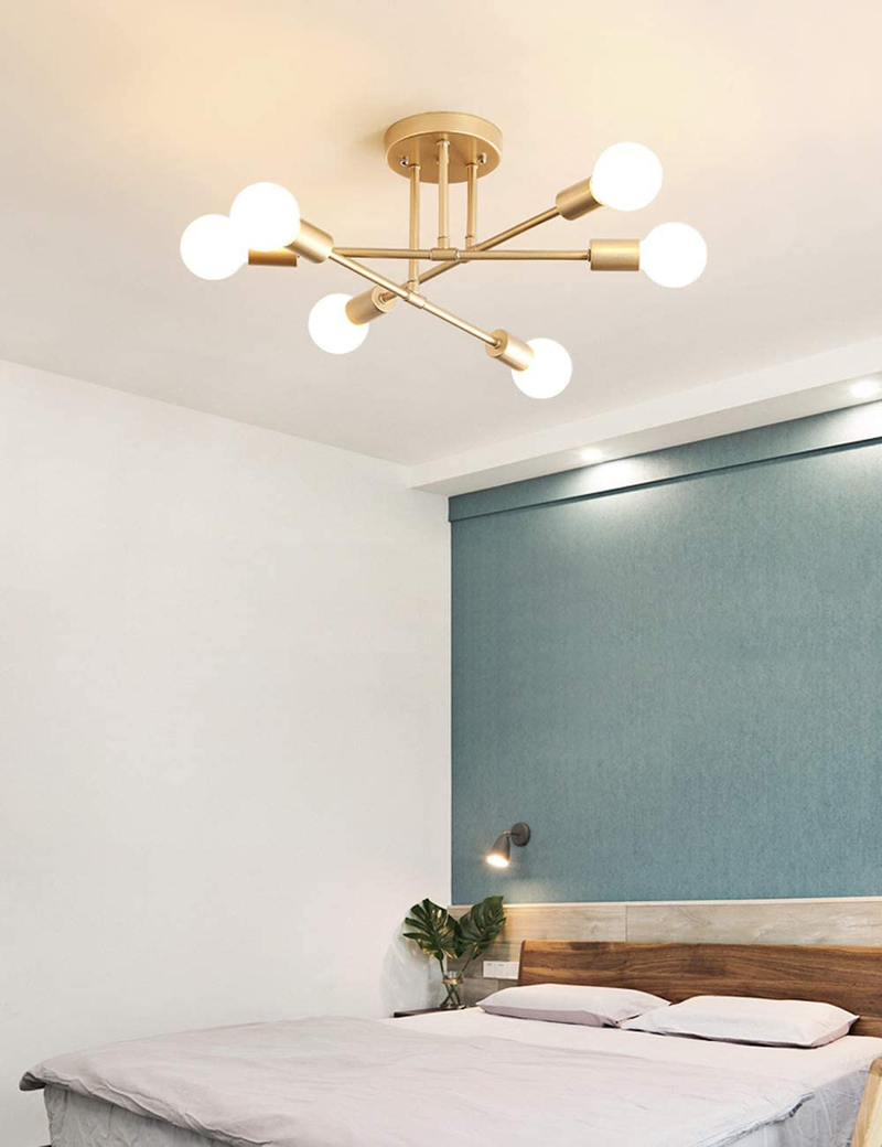Dellemade Modern Sputnik Chandelier, 6-Light Ceiling Light for Bedroom,Dining Room,Kitchen,Office (Gold) Home & Garden > Lighting > Lighting Fixtures > Chandeliers Dellemade   