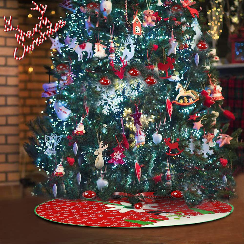 Red Tree Skirt Large Xmas Tree Skirt with White Snowman and Snowflake Design Round Indoor Outdoor Mat for Party Holiday Decorations(40 Inches) Home & Garden > Decor > Seasonal & Holiday Decorations > Christmas Tree Skirts AIR&TREE   