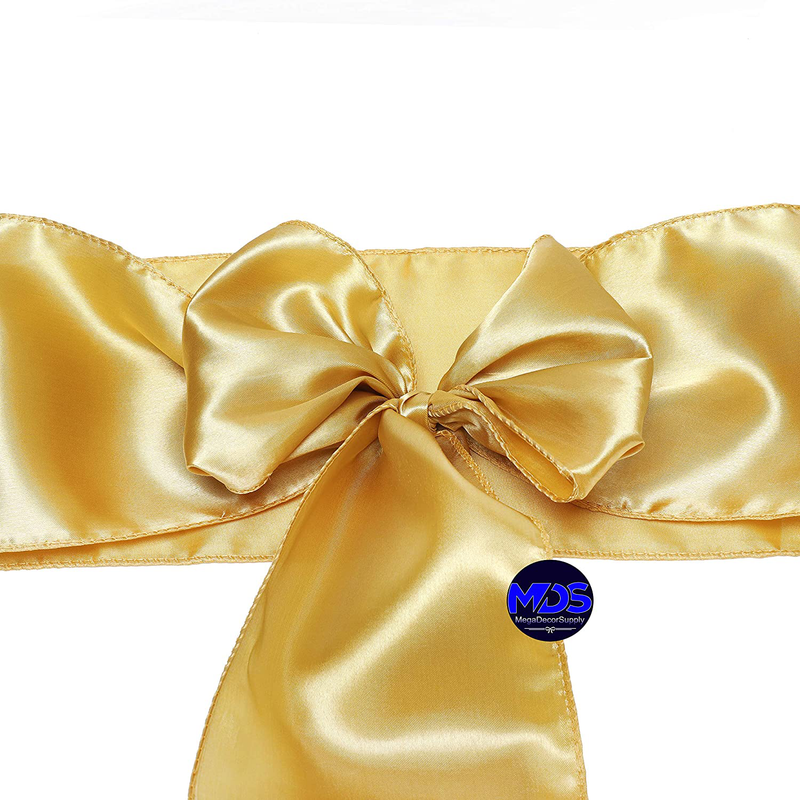 mds Pack of 25 Satin Chair Sashes Bow sash for Wedding and Events Supplies Party Decoration Chair Cover sash -Gold Arts & Entertainment > Party & Celebration > Party Supplies mds   