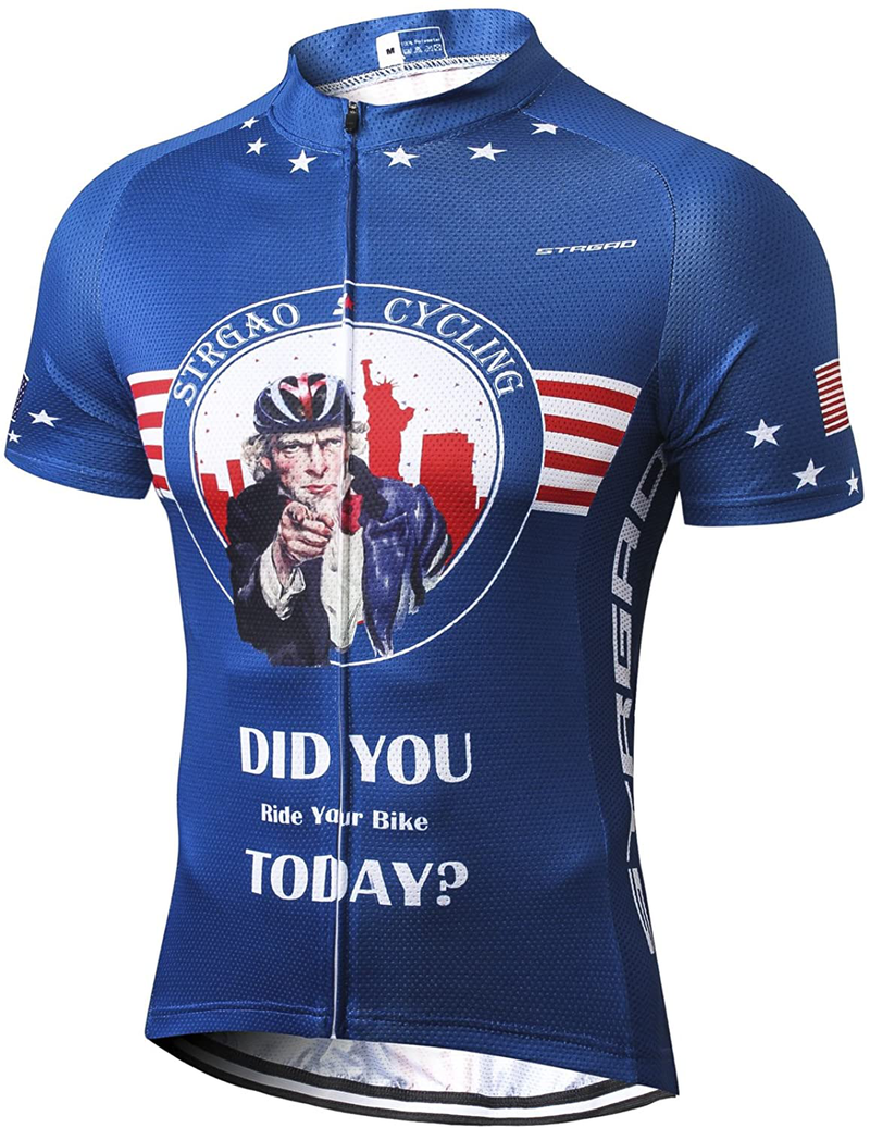 MR Strgao Men's Cycling Jersey Bike Short Sleeve Shirt Sporting Goods > Outdoor Recreation > Cycling > Cycling Apparel & Accessories Mengliya Sam Usa Large 