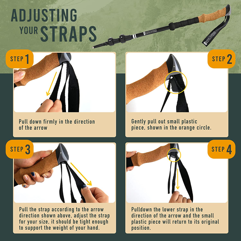 Hiker Hunger Collapsible Hiking Poles (Full Set) - All Season Trekking Accessories - Lightweight Aluminum Alloy, Adjustable, W/ Cork Grip - Camping, Backpacking, Nordic Walking Sticks for Men & Women Sporting Goods > Outdoor Recreation > Camping & Hiking > Hiking Poles HIKER HUNGER OUTFITTERS   