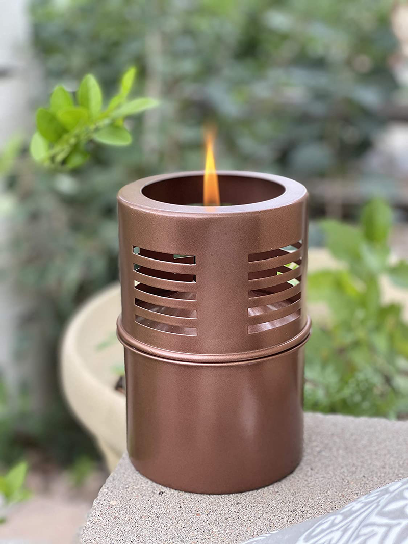 Torch Tabletop Oil Lamp Copper Stainless Steel Metal Wind Shield with Extra Fiberglass Wick with Safety Lock Wick Protection Child Guard