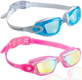 EverSport Swim Goggles Pack of 2 Swimming Goggles Anti Fog for Adult Men Women Youth Kids Sporting Goods > Outdoor Recreation > Boating & Water Sports > Swimming > Swim Goggles & Masks EverSport Colorful Mirrored Rose Red & Lightblue  