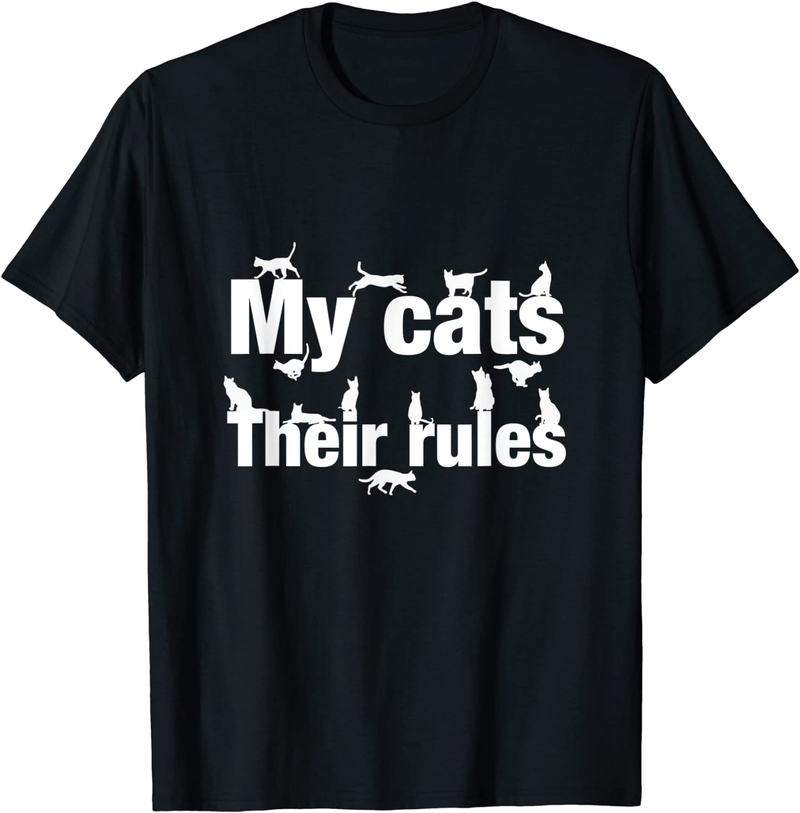 My Cats Their Rules - Funny Cat Lovers T-Shirt Animals & Pet Supplies > Pet Supplies > Cat Supplies > Cat Apparel CAT Black Men X-Large