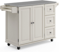 Homestyles Kitchen Cart with Stainless Steel Metal Top Rolling Mobile Kitchen Island with Storage and Towel Rack 54 Inch Width off White Home & Garden > Kitchen & Dining > Food Storage Homestyles White  