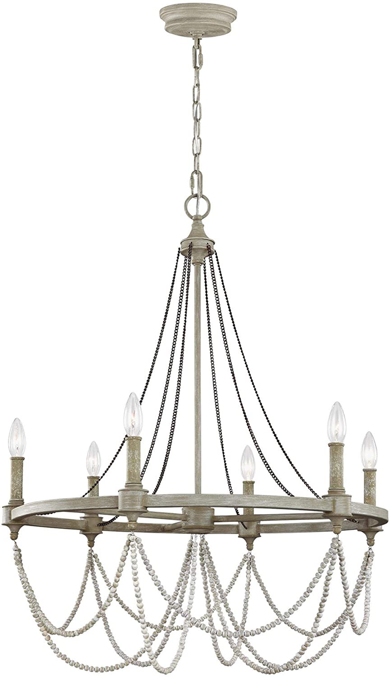 Feiss F3132/6FWO/DWW Beverly Candle Chandelier Lighting, White, 6-Light (28"Dia x 36"H) 360watts Home & Garden > Lighting > Lighting Fixtures > Chandeliers Feiss 6-Light  