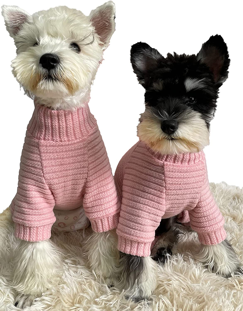 KILLUA Dog Sweater Turtleneck Knitted Pajamas Pet Cat Dog’S Recovery Suit Post Surgery Shirt for Puppy，Full Coverage Dog'S Bodysuit Wound Protective Surgical Thermal Clothes Animals & Pet Supplies > Pet Supplies > Cat Supplies > Cat Apparel KILLUA Pink C—Chest:11~12.2inch 