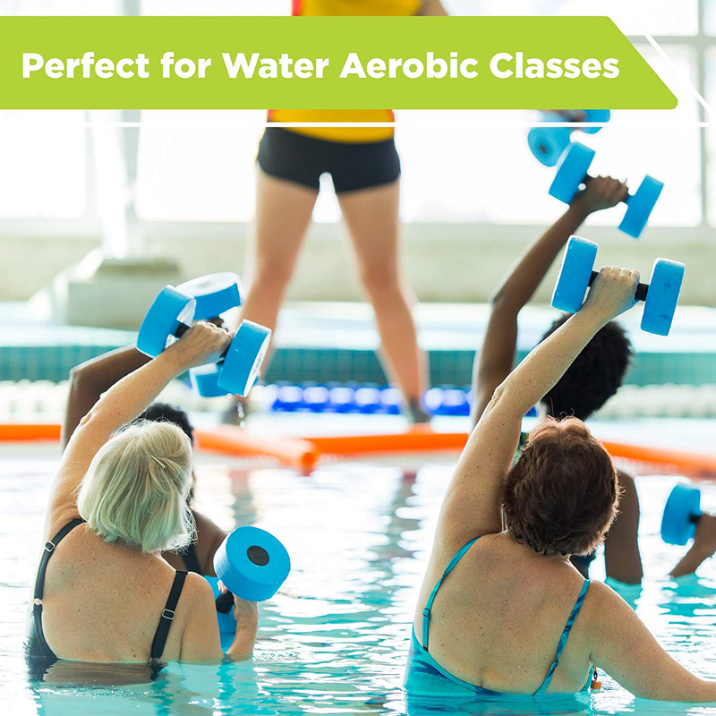 New & Improved AQUA 6 Piece Fitness Set for Water Aerobics, Pool Exercise Equipment, Aquatic Swim Belt, Resistance Gloves, Barbells, Model:AF4730