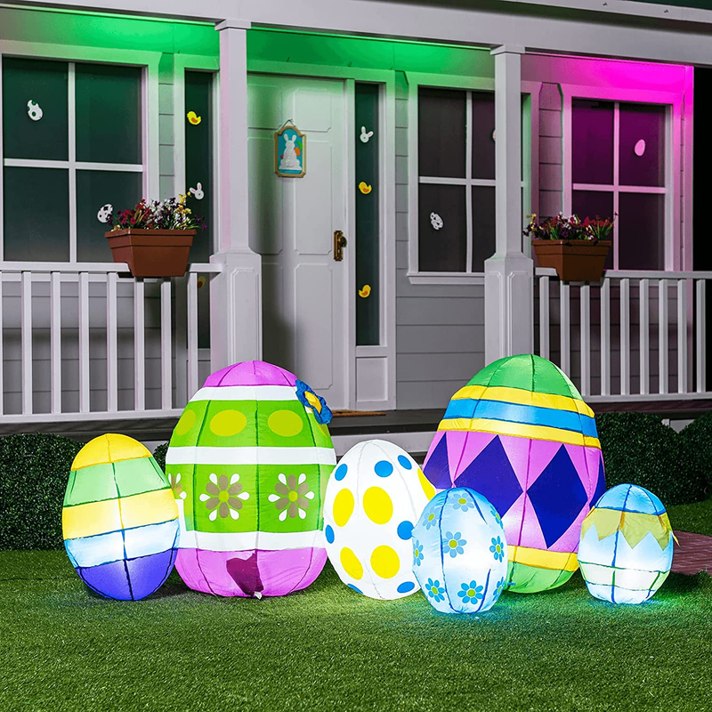 Easter Inflatable Outdoor Decorations 7.5 Ft Long Easter Egg Inflatable with Build-In Leds Blow up Inflatables for Easter Holiday Party Indoor, Outdoor, Yard, Garden, Lawn Decor Home & Garden > Decor > Seasonal & Holiday Decorations Joiedomi   