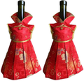OOCC 2Pcs Chinese Brocade Dress Wine Bottle Cover China Dress Cheongsam Wine Bags Champagne Bags for Party Christmas Decorations Hotel Bar Kitchen Table Decor (Red-F) Home & Garden > Decor > Seasonal & Holiday Decorations& Garden > Decor > Seasonal & Holiday Decorations OOCC Red-J  