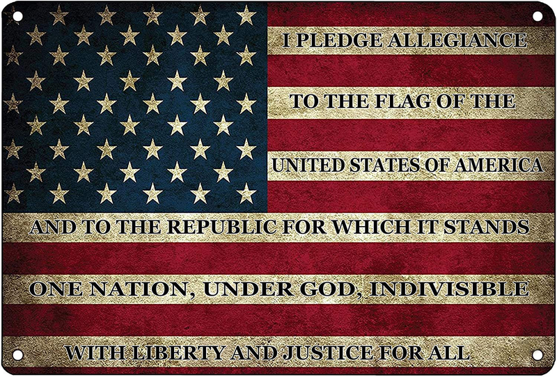 pozico American Flag Metal Tin Sign US Pledge of Allegiance Wall Decor for Man Cave Bar and Wall Decoration Home & Garden > Decor > Artwork > Sculptures & Statues pozico Default Title  
