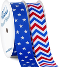 Ribbli 4 Rolls Patriotic Grosgrain Ribbon,3/8 Inches,Total 40 -Yards,Red/White/Blue/Navy,Stars and Stripes Ribbon,Use for Memorial Day, Veterans Day, 4th of July, President's Day, USA Decorations Arts & Entertainment > Hobbies & Creative Arts > Arts & Crafts > Art & Crafting Materials > Embellishments & Trims > Ribbons & Trim Ribbli #05 Patriotic 2 Rolls( 7/8" )  