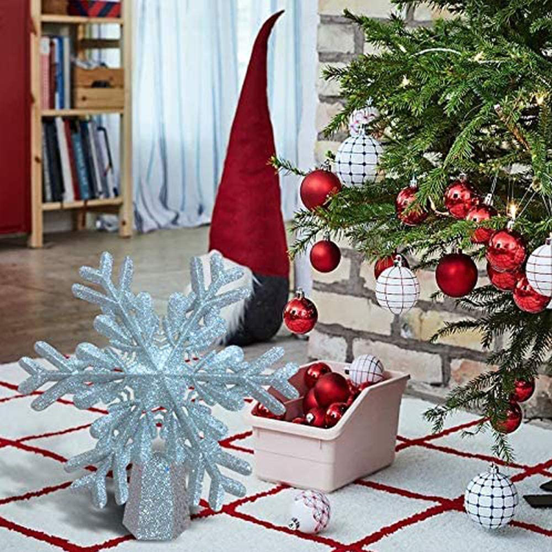 Christmas Tree Topper, Lighted Star Tree Toppers LED Rotating Snowflake, 3D Glitter Lighted Sliver SnowTree Topper, For Christmas Tree Decorations Holiday Fantastic Romantic Indoor Light Lamp Gift Home & Garden > Decor > Seasonal & Holiday Decorations > Christmas Tree Stands yuntesimeifayongpin   