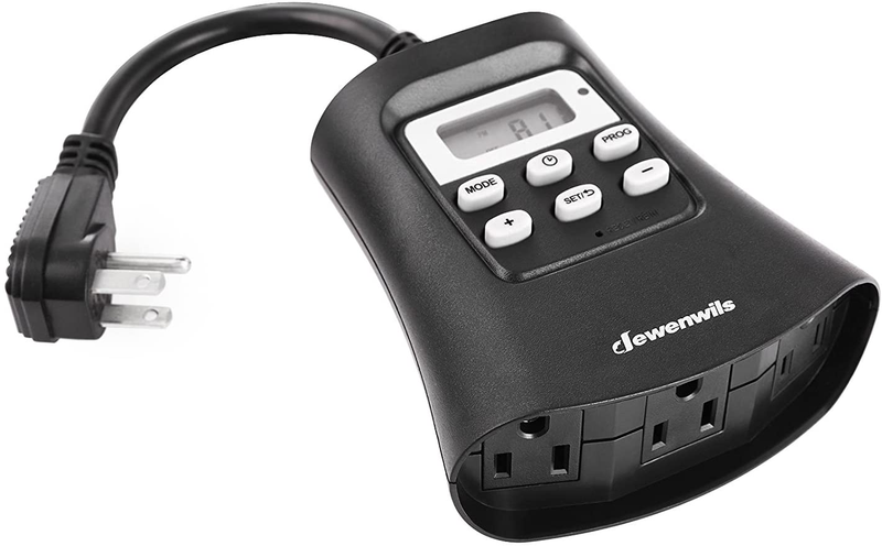 DEWENWILS Outdoor Light Timer, 7-Day Digital Programmable Plug in Digital Outlet Timer with 3 Grounded Outlets for Halloween Landscape Garden Holiday Light, 15A, 1/3 HP UL Listed Home & Garden > Lighting Accessories > Lighting Timers DEWENWILS Default Title  