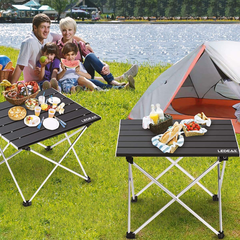 Ledeak Portable Camping Table, Small Ultralight Folding Table with Aluminum Table Top and Carry Bag, Easy to Carry, Perfect for Outdoor, Picnic, BBQ, Cooking, Festival, Beach, Home Use Sporting Goods > Outdoor Recreation > Camping & Hiking > Camp Furniture Ledeak   