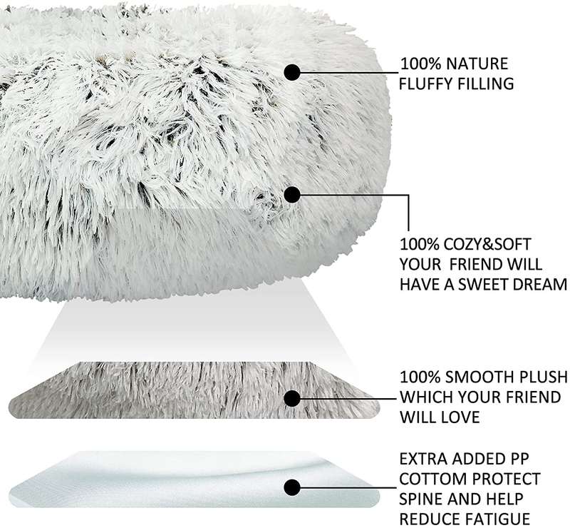 Fluffy Dog Bed for Small Dogs and Cats,Original Calming Donut Dog Bed,Washable Cozy Dog Bed with Extra Soft Anti-Slip Bottom, Self Warming Styles&Multiple Size 28“ Animals & Pet Supplies > Pet Supplies > Dog Supplies > Dog Beds Queeplo   