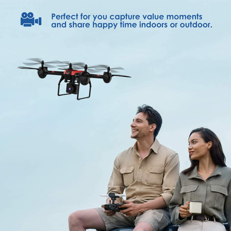 SANROCK 1080P HD Camera Drones for Adults And Kids, X105W RC Quadcopter for Beginners, Wifi Live Video Cam, App Control, Altitude Hold, Headless Mode, Trajectory Flight, Gravity Sensor, 3D Flip Cameras & Optics > Cameras > Film Cameras SANROCK   