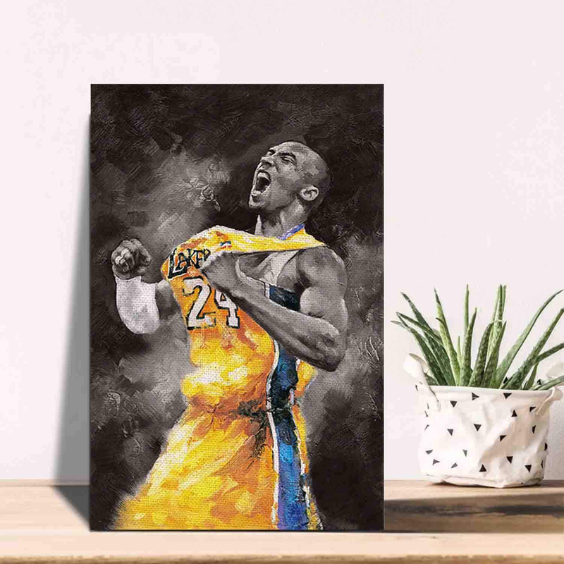 HONGRUIFAN Kobe Bryant Canvas Wall Art Painting Pictures - NBA Basketball Lakers Canvas Print with Framed artwork Poster 8x12 inch for Wall Hanging Home & Garden > Decor > Artwork > Posters, Prints, & Visual Artwork HONGRUIFAN   