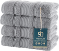 Qute Home 4-Piece Bath Towels Set, 100% Turkish Cotton Premium Quality Towels for Bathroom, Quick Dry Soft and Absorbent Turkish Towel Perfect for Daily Use, Set Includes 4 Bath Towels (White) Home & Garden > Linens & Bedding > Towels Qute Home Grey 4 Pieces Hand Towels 