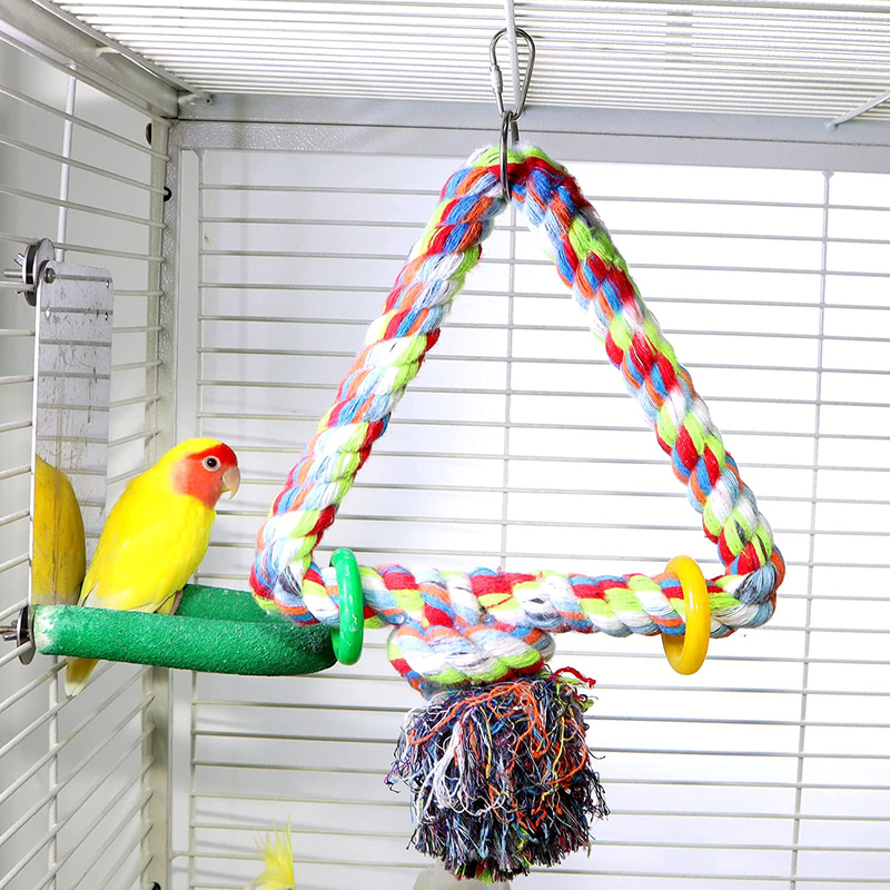 KINTOR Big Triangle Rope Swing Bird Toy Parrot Cage Toys Cages Conure African Grey Animals & Pet Supplies > Pet Supplies > Bird Supplies > Bird Toys KINTOR Small Triangle Perch  