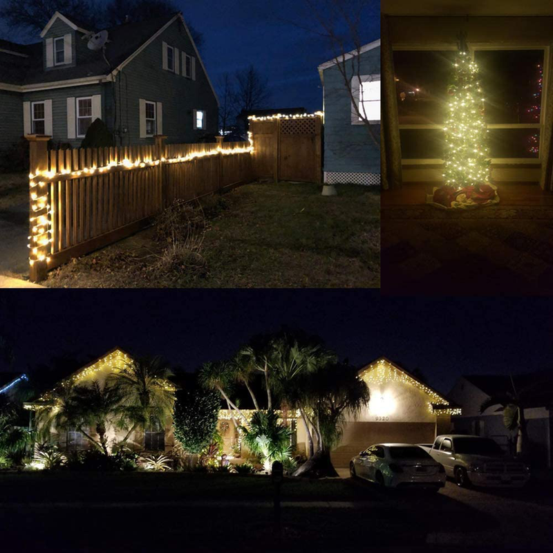 Extra-Long 66FT String Lights Outdoor/Indoor, 200 LED Upgraded Super Bright Christmas Lights, Waterproof 8 Modes Plug in Fairy Lights for Bedroom Party Wedding Garden (Warm White) Home & Garden > Lighting > Light Ropes & Strings SANJICHA   
