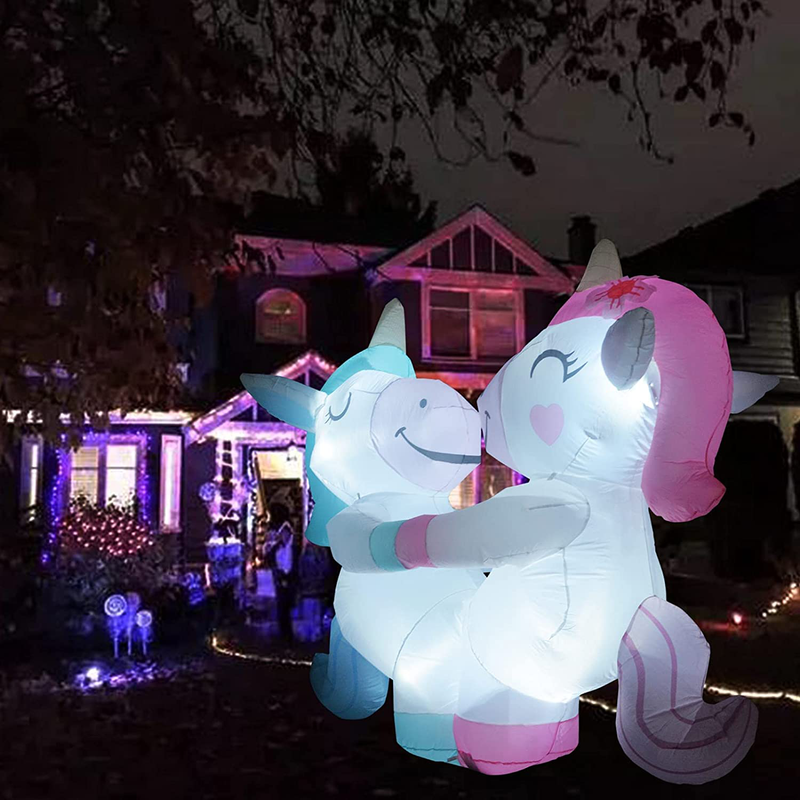 GOOSH 6.2 FT Height Christmas Inflatables Outdoor Blue & Pink Unicorns, Blow Up Yard Decoration Clearance with LED Lights Built-in for Holiday/Christmas/Party/Yard/Garden Home & Garden > Decor > Seasonal & Holiday Decorations& Garden > Decor > Seasonal & Holiday Decorations GOOSH   