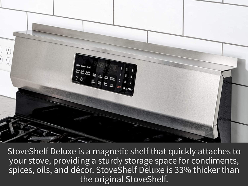 Stoveshelf Deluxe Magnetic Shelf for Kitchen Stove - Kitchen Storage Solution with Zero Installation - Black - 30" Length