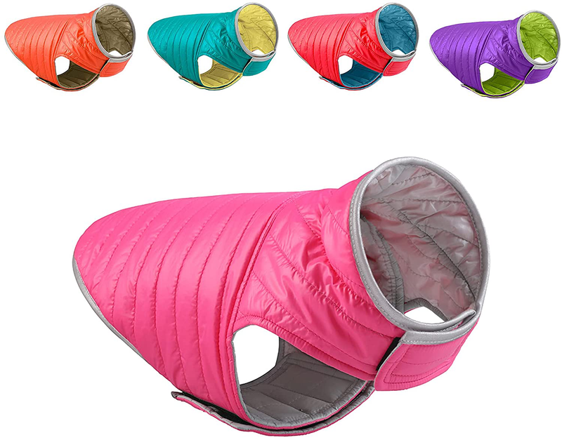 Dogcheer Dog Winter Coat Reversible, Lightweight Pet Jacket Warm Vest, Reflective Dog Clothes for Cold Weather, Waterproof Outdoor Puppy Puffer Jacket Apparel for Small Medium Large Dogs Animals & Pet Supplies > Pet Supplies > Dog Supplies > Dog Apparel Dogcheer Pink+Grey 2XL(Chest Girth 27"~30.6" ) 