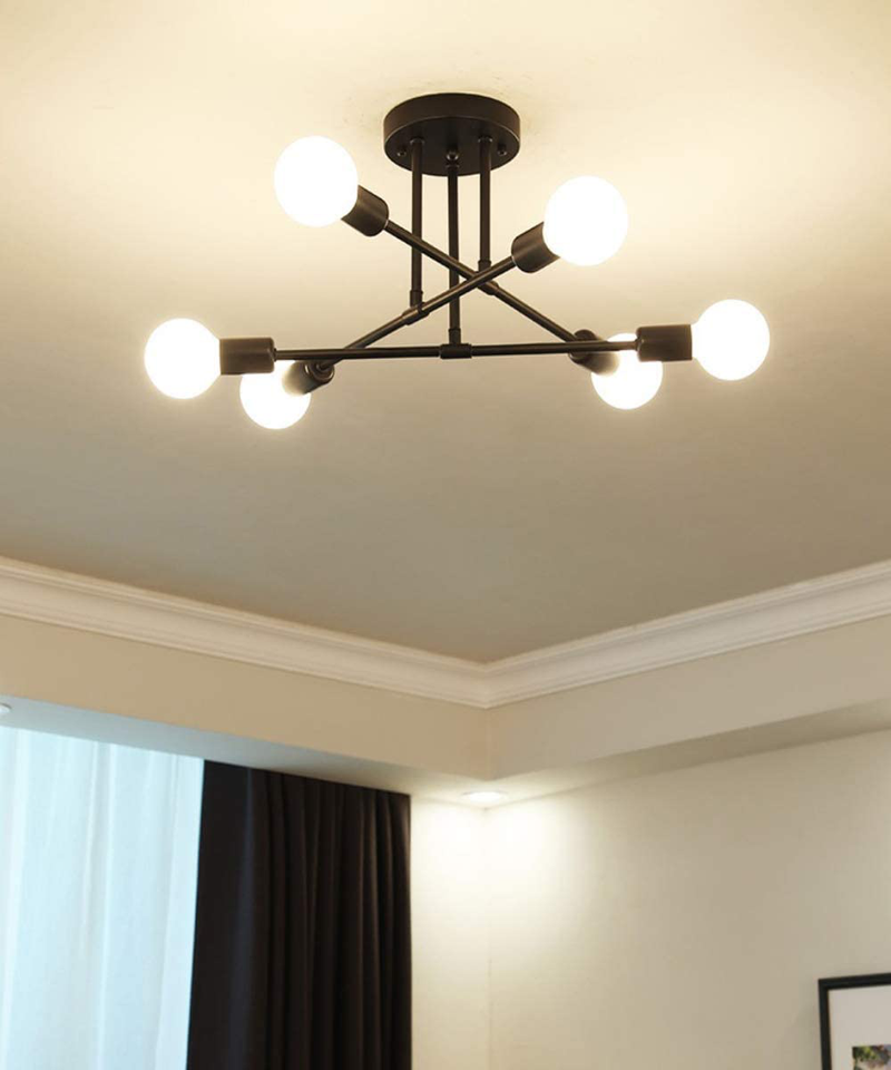 Michideco Modern Ceiling Light, 6-Light Sputnik Chandelier for Bedroom,Dining Room, Kitchen or Office,Black Home & Garden > Lighting > Lighting Fixtures > Chandeliers Michideco   