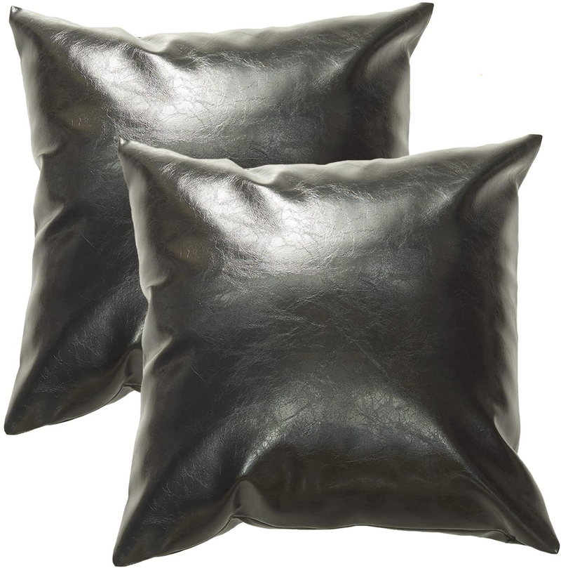 Shamrockers Faux Leather Fall Throw Pillow Covers Home Decoration Pillowcase for Living Room, Bedroom, Sofa, Couch, Garden, Home Soft Coffee Cushion Decorative Cases Brown 18X18 Inch Pack of 2 Home & Garden > Decor > Chair & Sofa Cushions Shamrockers Black 18 x 18 