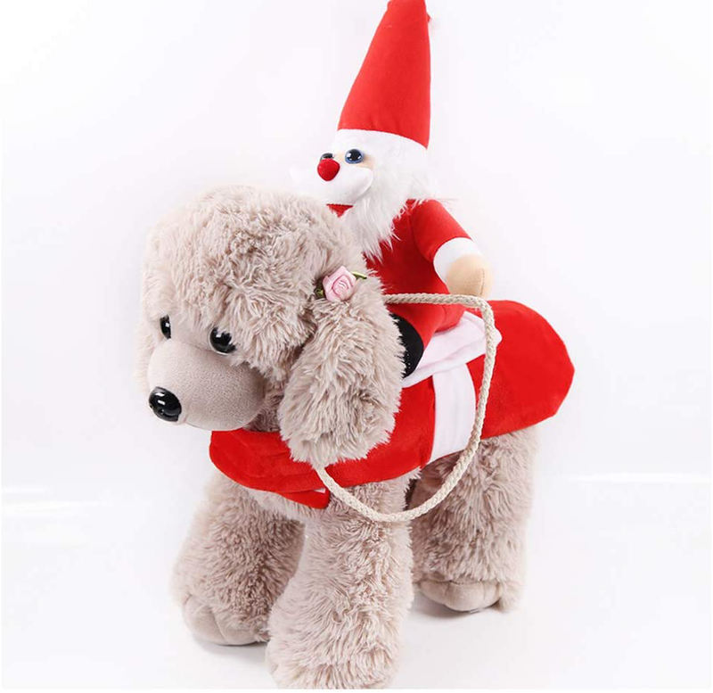 Sunmuxier Dog Cat Christmas Costume, Pet Christmas Holiday Outfit Funny Santa Claus Costumes on Pet to Send Gift Cosplay Coat Clothes Dressing up for Halloween Christmas Party Animals & Pet Supplies > Pet Supplies > Dog Supplies > Dog Apparel Sunmuxier   
