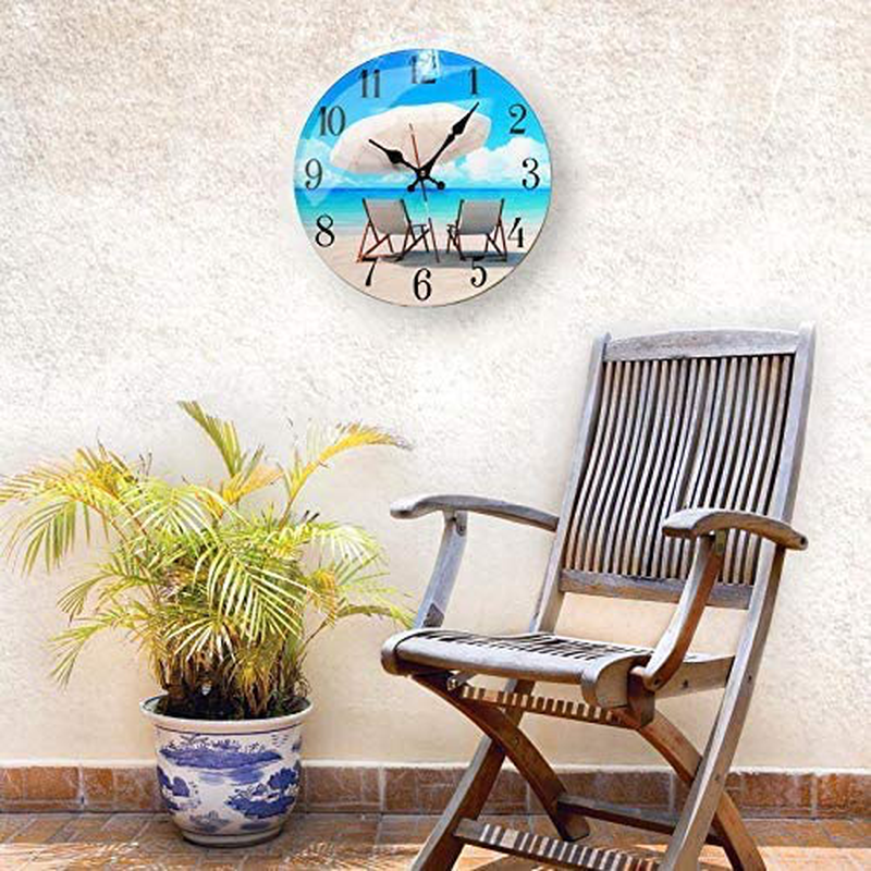 Sea Creations Beach Chair Glass Wall Clock New-13-X-13-Home-Wall-Decor-Coastal-Nautical-Beach Home & Garden > Decor > Clocks > Wall Clocks Sea Creations   