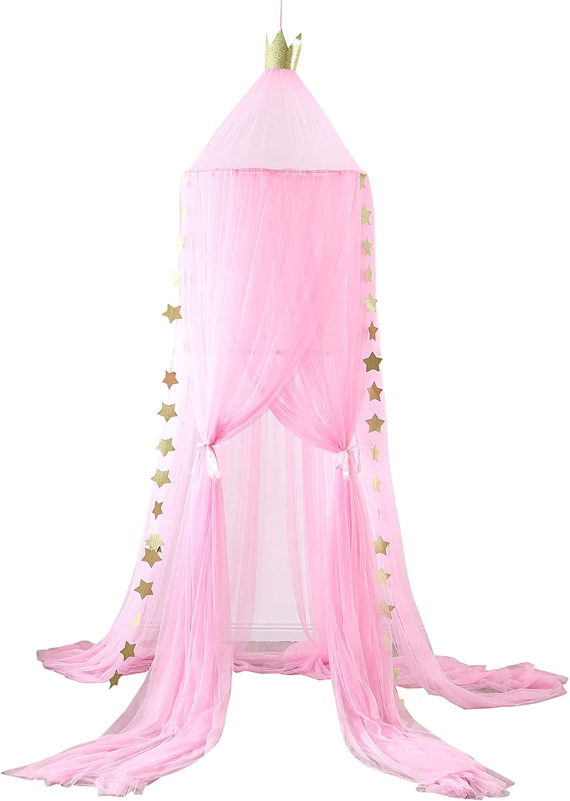Mengersi Mosquito Net Bed Canopy Curtains Stars for Girls Kids for Single to King Size Beds Bedroom Decoration(Pink) Sporting Goods > Outdoor Recreation > Camping & Hiking > Mosquito Nets & Insect Screens Mengersi Pink  