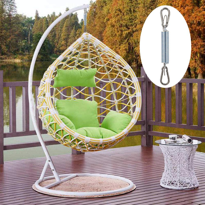 Porch Swing Spring with Safety Steel Wire, Springs for Porch Swing Load 700lb, Heavy Duty Spring Kit Make of Stainless Steel Include 1 Spring, 2 Carabiners, for Porch Swing, Hammock, Swing Chair.