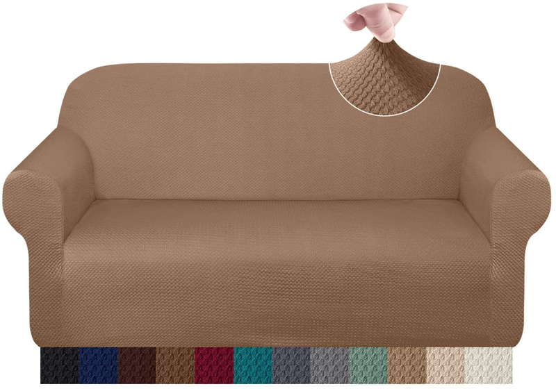 Granbest Thick Sofa Covers for 3 Cushion Couch Stylish Pattern Couch Covers for Sofa Stretch Jacquard Sofa Slipcover for Living Room Dog Pet Furniture Protector (Large, Gray) Home & Garden > Decor > Chair & Sofa Cushions Granbest Khaki Medium 