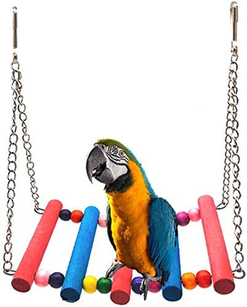 SSRIVER Bird Toys Bird Swing Parrot Bed Ladder Budgie Hammock Macaws Bite Parakeets Bell Lovebirds Rattan Conures Perch Finches Toys Pendant 6 Pcs