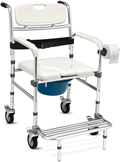 Giantex 3 in 1 Lightweight Shower Commode Wheelchair, Transport Bedside Commode with Wheels, Wheelchair Height and Pedal Adjustable, Shower Wheelchair for Elder, Disabled People (Turquoise & White) Sporting Goods > Outdoor Recreation > Camping & Hiking > Portable Toilets & ShowersSporting Goods > Outdoor Recreation > Camping & Hiking > Portable Toilets & Showers Giantex White  